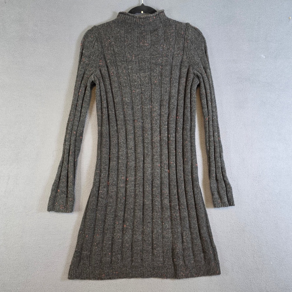 Madewell Gray Speckled Ribbed Knit Mock Neck Long Sleeve Sweater Dress XS